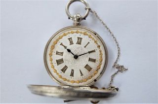 1882 SILVER CASED CYLINDER POCKET WATCH / FOB WATCH DF&CO IN ORDER 4