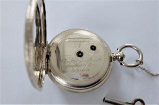 1882 SILVER CASED CYLINDER POCKET WATCH / FOB WATCH DF&CO IN ORDER 6