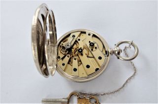 1882 SILVER CASED CYLINDER POCKET WATCH / FOB WATCH DF&CO IN ORDER 7
