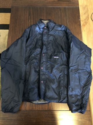 Vintage Patagonia Reversible Jacket Gray Fleece Usa Made Size Large Rare