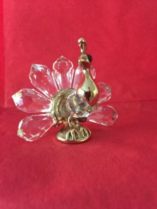 Peacock Figurine,  Vintage,  With Swarovski®️ Cut Crystal,  Collectable