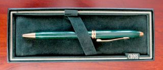 Vintage Cross Townsend Marbled Green Lacquer & Gold Ballpoint Pen In Bx Usa Made