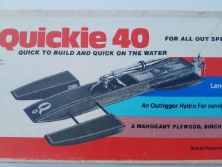 Vintage Dumas Boat The Quickie 40 R/c Boat Model Kit 1316 Made In Usa Rare