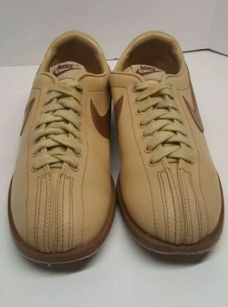 Nike Swoosh Mens Shoes Size 9 Vintage Bowling Sneakers 80 ' s Tan Brown 4