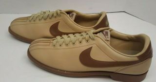Nike Swoosh Mens Shoes Size 9 Vintage Bowling Sneakers 80 ' s Tan Brown 5