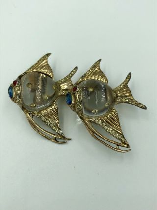 Coro Duette Angle Fish Sterling Silver Brooch/pin