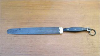 FINE Antique F.  DICK Germany Balkan Chef Knife Sharpening Steel w/Brass Mounts 11
