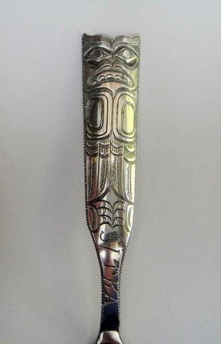 Vintage Hand Crafted Indian Sterling Souvenir Spoon With Totem Handle,  Sitka