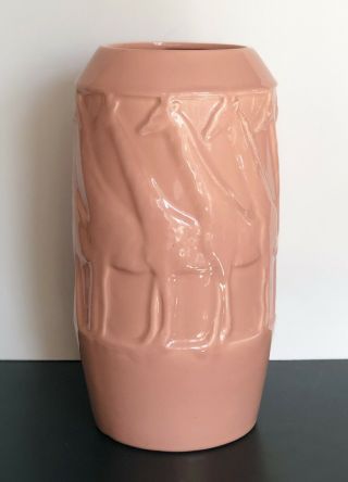 Vintage Large 12 " Haeger Pink Giraffe Pottery Vase Mid Century Modern