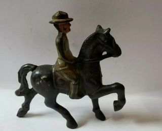 Vintage Grey Iron Cast Iron Officer Mounted On Horse G34 Barclay Manoil.