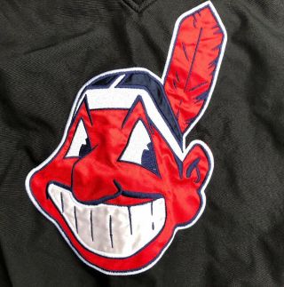 VTG.  Cleveland Indians Huge Chief Wahoo Jacobs Field Pullover Jacket Black XL 3