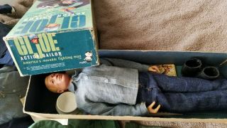 VINTAGE GI Joe 1964 Action Sailor 7600 Figure & Box WITH FOOT LOCKER 8