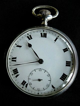 Antique Solid Silver Swiss Pocket Watch - 1917