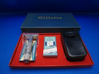 Gillette Vtg Fatboy Tto Razor Japanese Market Set F2 1960 Made In U.  S.  A.