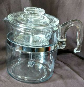 Vintage Pyrex Flameware 9 Cup Percolator Coffee Pot 7759 B (complete)