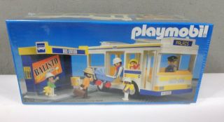 Vintage Factory Playmobil 3782 City Bus And Shelter Playset