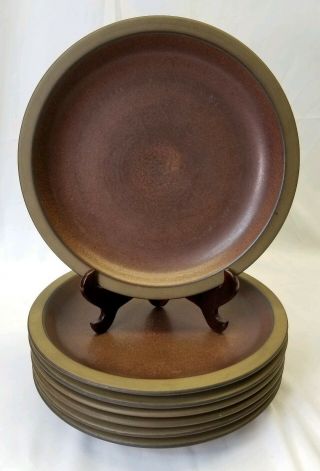 7 Vintage Heath Ceramic Pottery Red Brown Sandstone Dinner Plates
