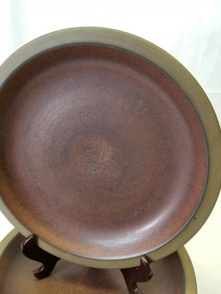 7 Vintage Heath Ceramic Pottery Red Brown Sandstone Dinner Plates 3