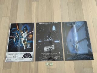 1977 - 1979 - 1983 3 - Vintage Star Wars Unfolded Posters 24x36 In Poster Protectors