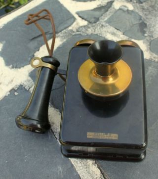 VINTAGE PRISTINE KELLOGG SWITCHBOARD & SUPPLY COMPLETE BLACK WALL TELEPHONE 2