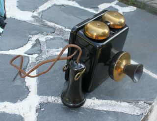 VINTAGE PRISTINE KELLOGG SWITCHBOARD & SUPPLY COMPLETE BLACK WALL TELEPHONE 5