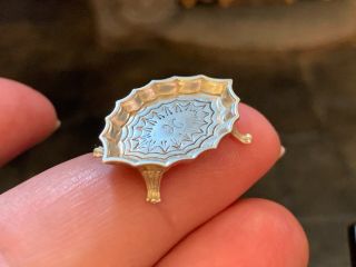 Miniature Dollhouse Artisan Obidiah Fisher RARE Sterling Silver Footed Tray 1:12 2
