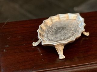 Miniature Dollhouse Artisan Obidiah Fisher RARE Sterling Silver Footed Tray 1:12 3
