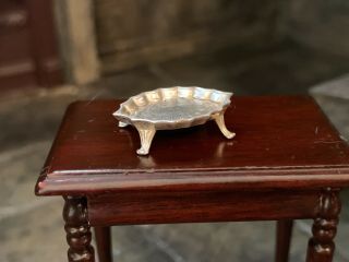 Miniature Dollhouse Artisan Obidiah Fisher RARE Sterling Silver Footed Tray 1:12 5
