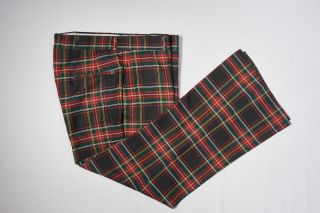 Vintage Mens Anderson Little Pants 38 X 29 Crimson Red Forest Green Tartan Plaid