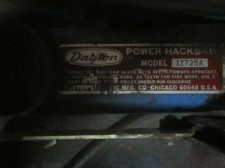 Rare Vintage Dayton Power Hacksaw 1Z725 Electric Pipe Metal Cutting 2