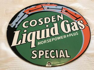 Vintage Cosden Gasoline Porcelain Sign,  Pump Plate,  Special,  Oil,  Gas Station