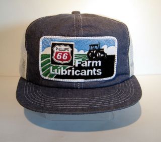 Vtg K Products PHILLIPS 66 FARM LUBRICANTS Patch Denim Mesh Snapback Trucker Hat 2