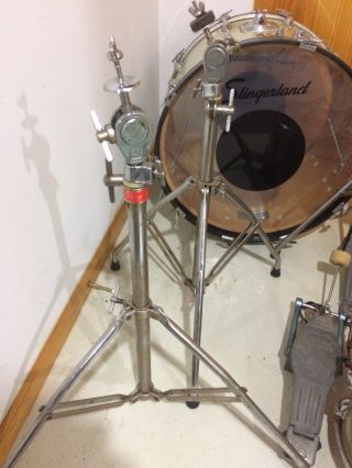 Vintage SLINGERLAND 1970 ' s Silver Sparkle Drum Kit Set 4 Cymbals Bass Snare Tom 10