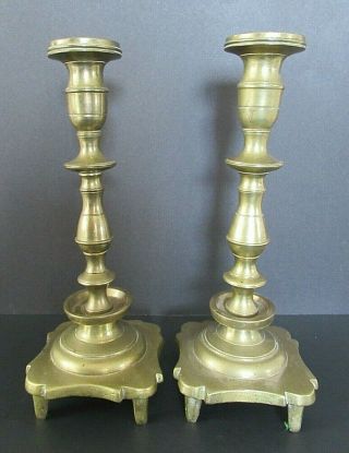 Pair Vintage Brass Ornate Large Candlesticks Candle Holders - 12.  25 "