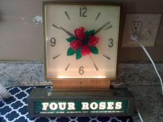 Vintage Four Roses Whiskey Advertising Clock