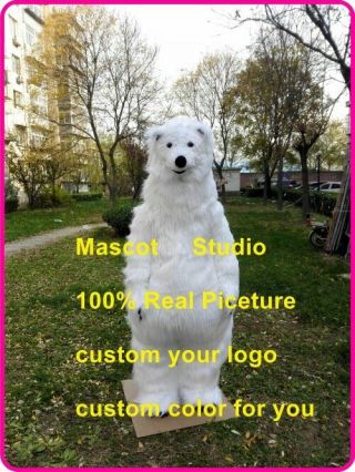 Halloween Adult Polar Bear Mascot Costume Suit Cosplay Party Game Dress Outfit