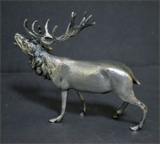 Gorgeous Marked Spanish Solid Silver Deer Figurine Hunters Hunting