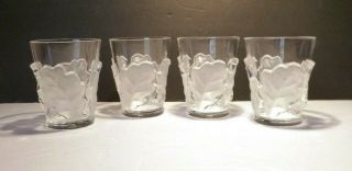 Vintage Lalique Crystal Chene (1950 -) 4 Double Old Fashioned 4 5/8 "