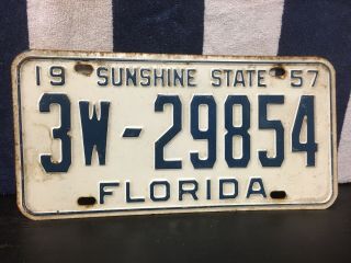 Vintage 1957 Florida License Plate.