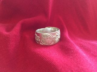 Vintage Wwii Era (1945) Silver Adjustable Ring From Tientsin (now Tianjin)