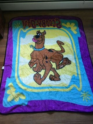 Vtg Scooby Doo Soft Royal Plush Throw Blanket 2000 50”x 60” Northwest RARE 4