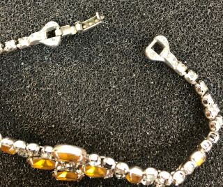 Vintage Signed Astra Clear Amber Color Rhinestone Statement Necklace Bracelet 4