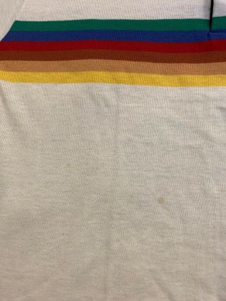 Vintage 80’s Maserati Polo Shirt Size L Rainbow Stripes Made In USA Beige Single 3