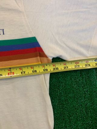 Vintage 80’s Maserati Polo Shirt Size L Rainbow Stripes Made In USA Beige Single 8