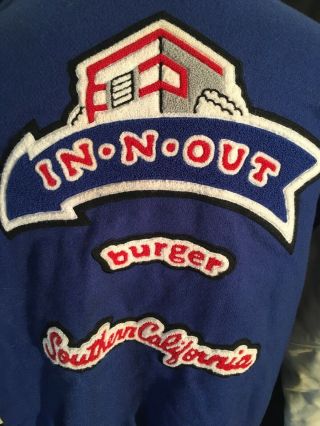 Vintage IN - N - OUT Burger Letterman Varsity Jacket Blue Rare Size Large 5