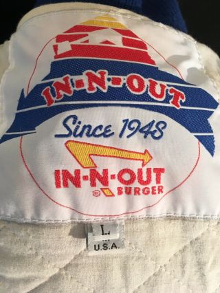 Vintage IN - N - OUT Burger Letterman Varsity Jacket Blue Rare Size Large 7