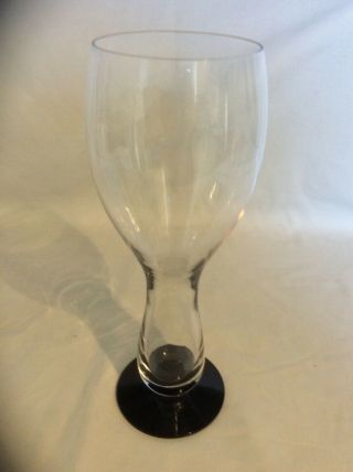 VINTAGE RARE HOLLOW STEM W/BLACK BASE BEER/WINE GLASSES,  SET OF 8 3