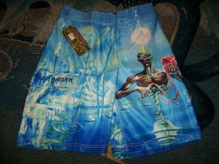 Nwt Vintage Iron Maiden Seventh Son Of A Dragonfly Surf Board Shorts 29 - 30