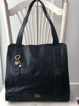 Fossil Vintage Reissue Black Leather North South Extra Large Work Business Tote