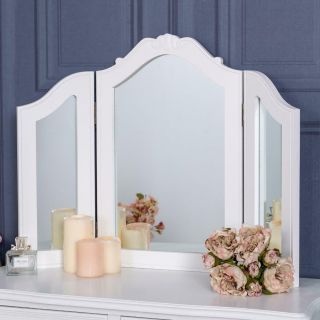 White Triple Dressing Table Mirror Vintage French Chic Freestanding Vanity Home